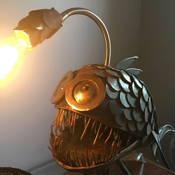 Artisan Metal Fish Table Lamp 3