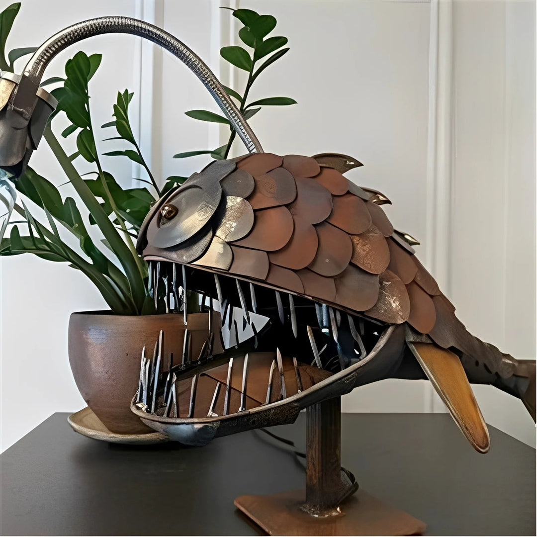 Artisan Metal Fish Table Lamp 4