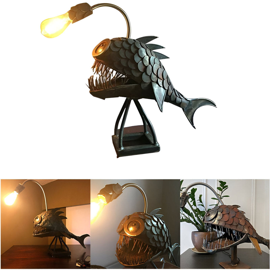 Artisan Metal Fish Table Lamp 5
