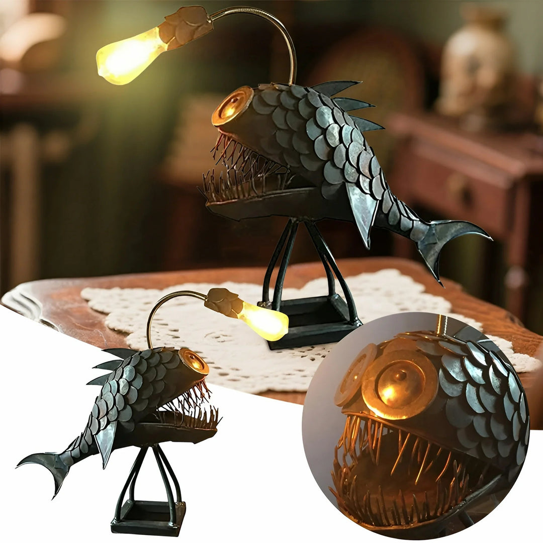 Artisan Metal Fish Table Lamp 7
