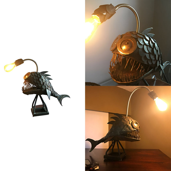 Artisan Metal Fish Table Lamp 8