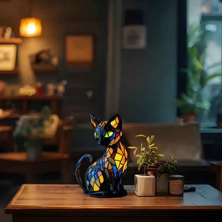 Artisan Mosaic Cat Lamp 3