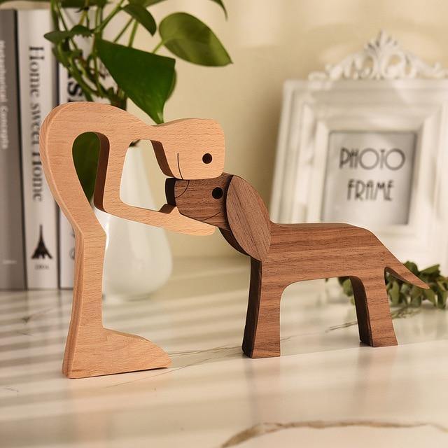 Artisan Wooden Dog Sculpture 0