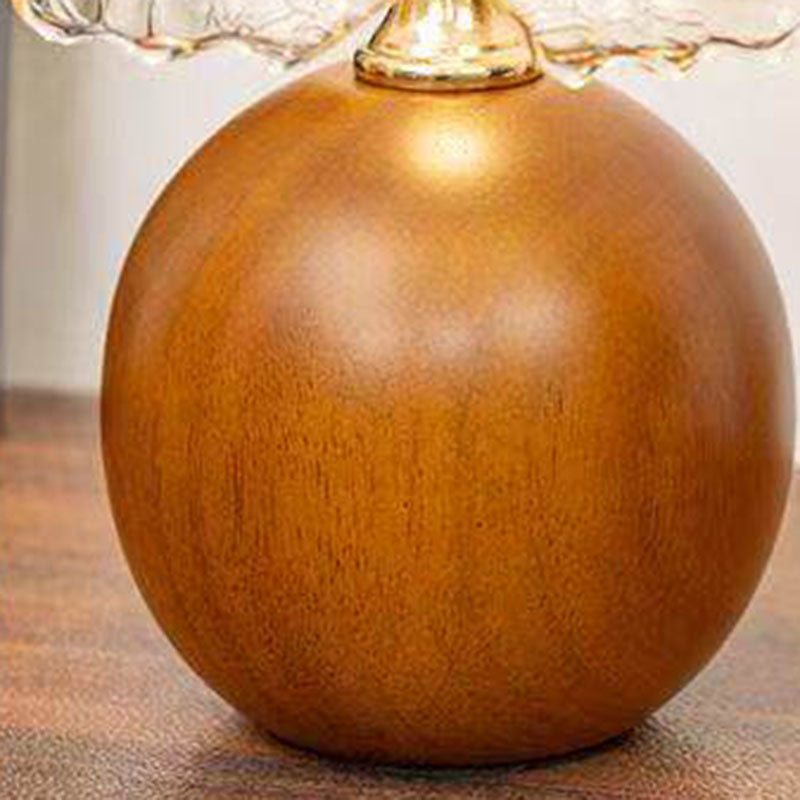 Gold Crackle Glass Flower Table Lamp Close-Up Detail