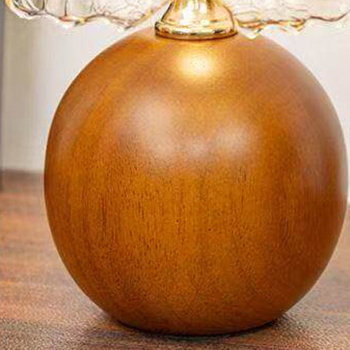 Gold Crackle Glass Flower Table Lamp Close-Up Detail