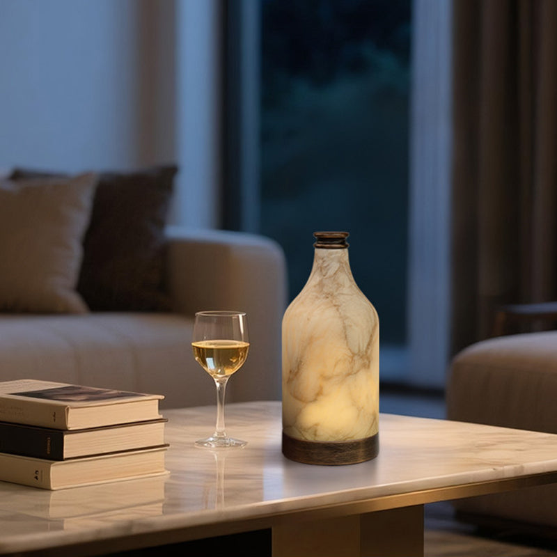Alabaster Stone Lamp glowing detail