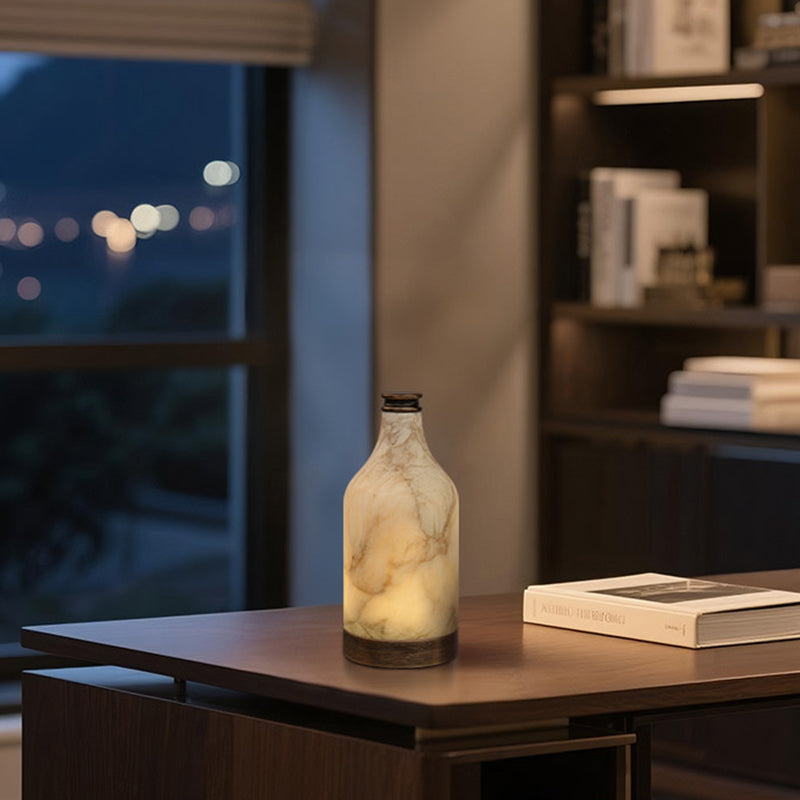 Alabaster Stone Lamp base and switch detail