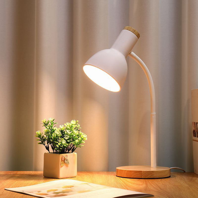 Wood-Base Gooseneck Desk Lamp side view