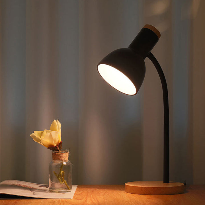 Wood-Base Gooseneck Desk Lamp front view