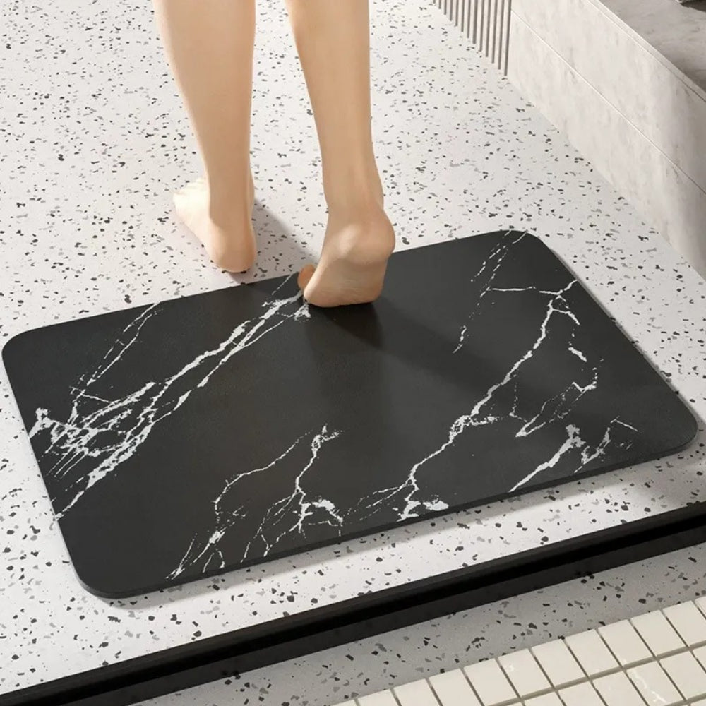 Diatom Stone Marble Bath Mat in bathroom setting