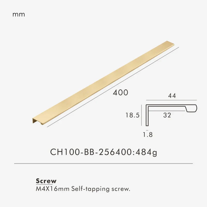 Brushed Brass Edge Cabinet Pull