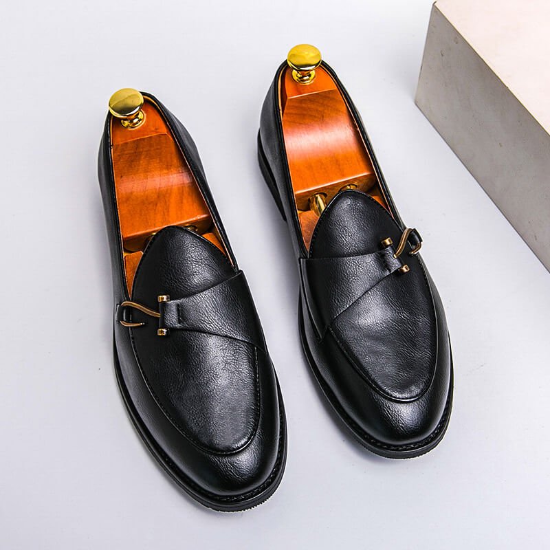 Obsidian Black Vegan Leather Loafers detail view