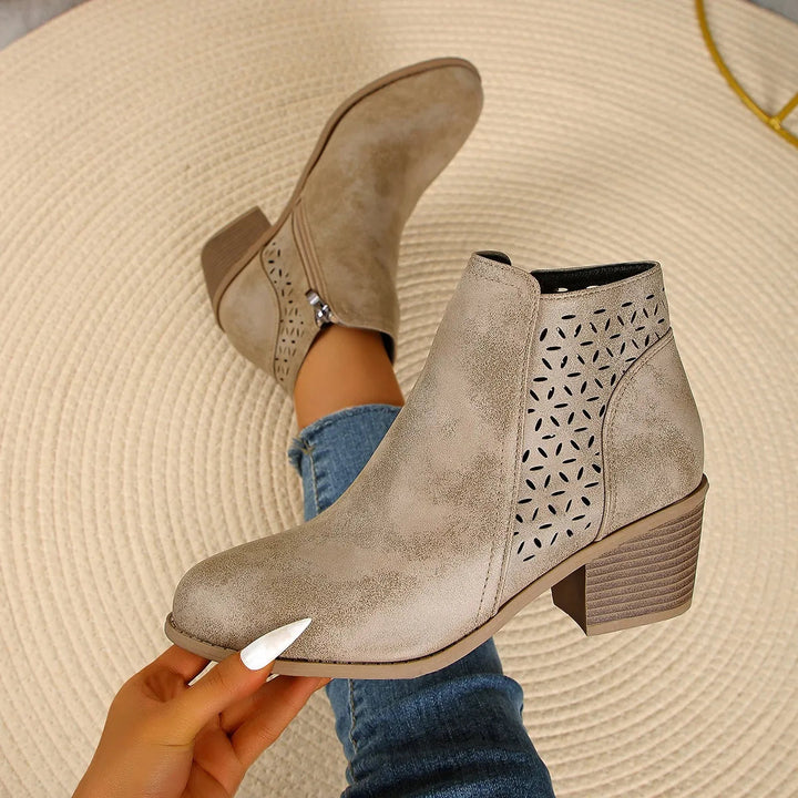 Black Cutout Ankle Boots 10