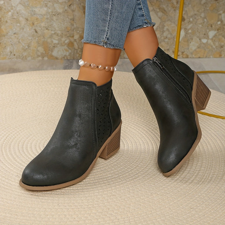 Black Cutout Ankle Boots 8