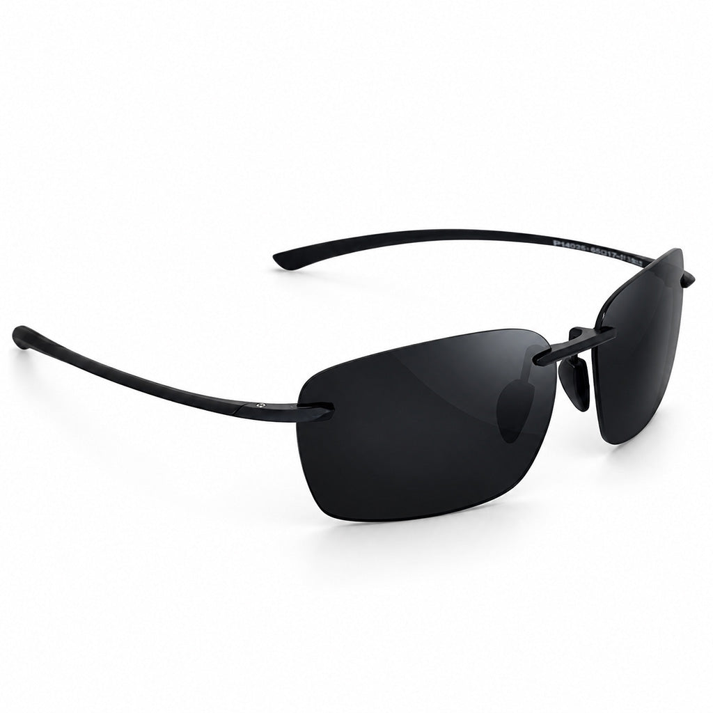 Black Rimless Featherlight Polarized Sunglasses front view