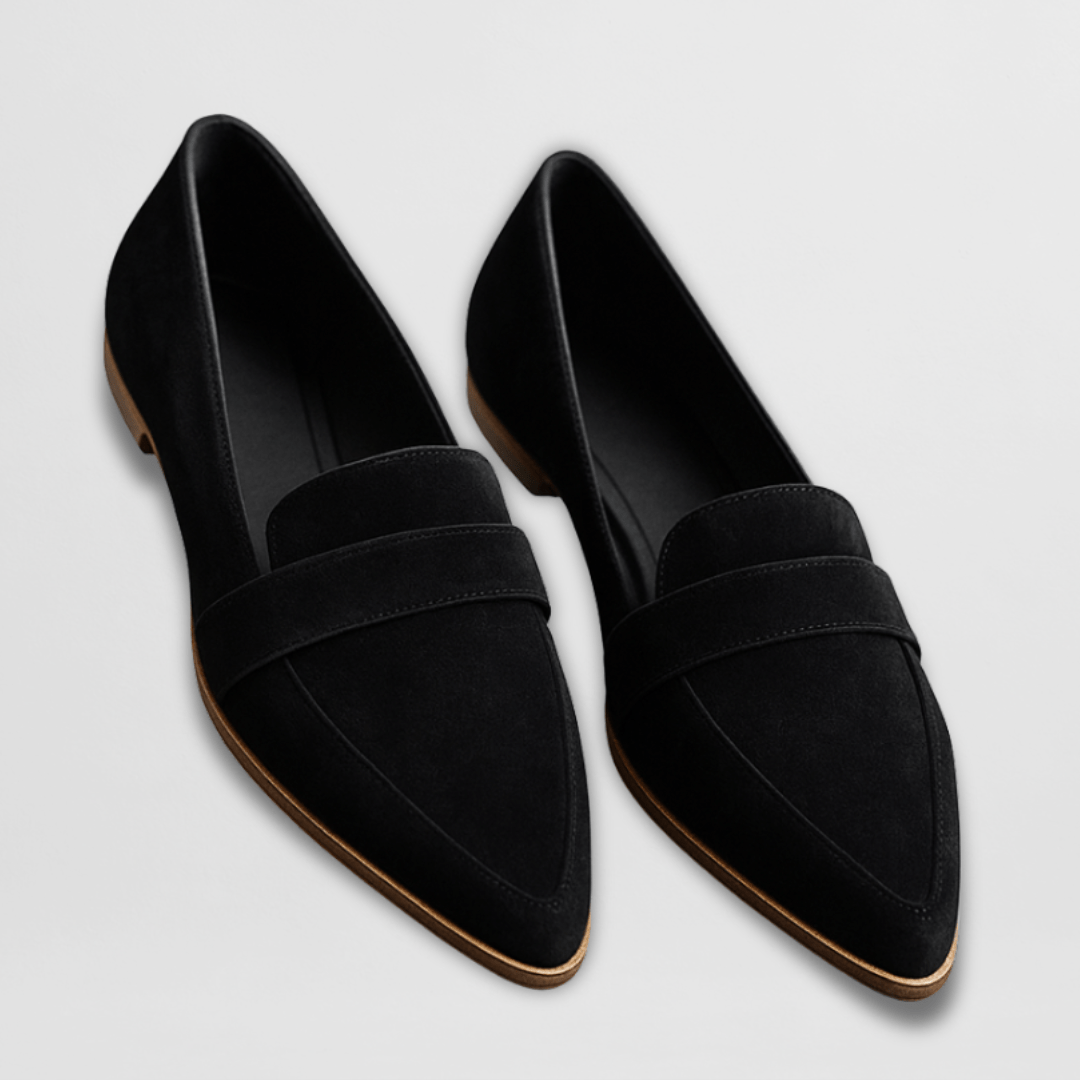 Black Pointed Toe Loafers for Women 2