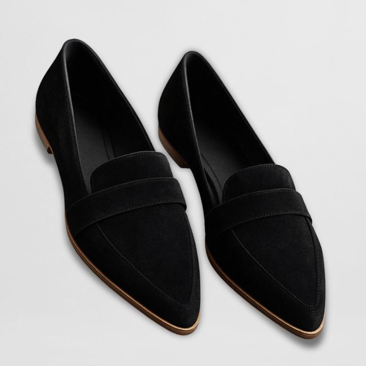 Black Pointed Toe Loafers for Women 2