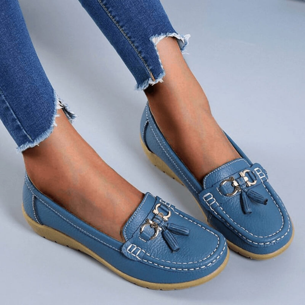 Black Tassel Slip-On Loafers for Women 0