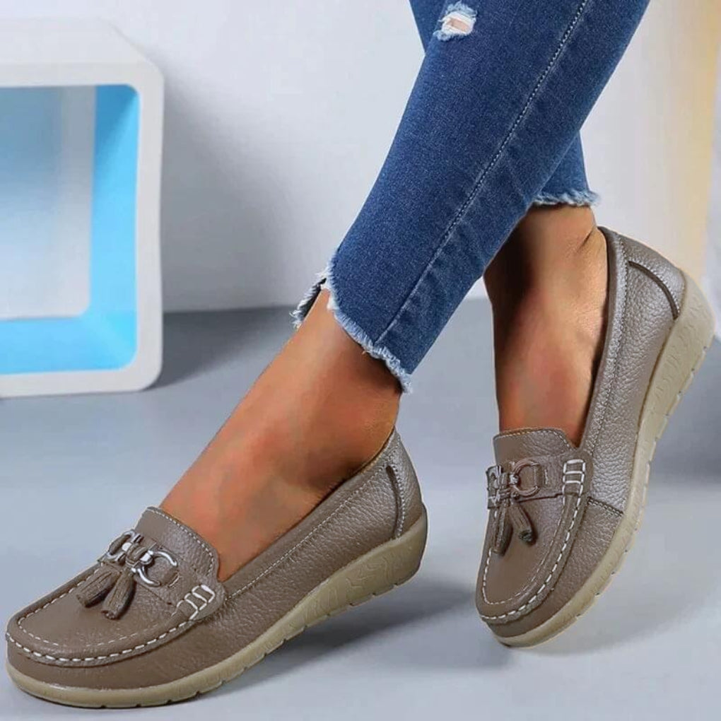 Black Tassel Slip-On Loafers for Women 1