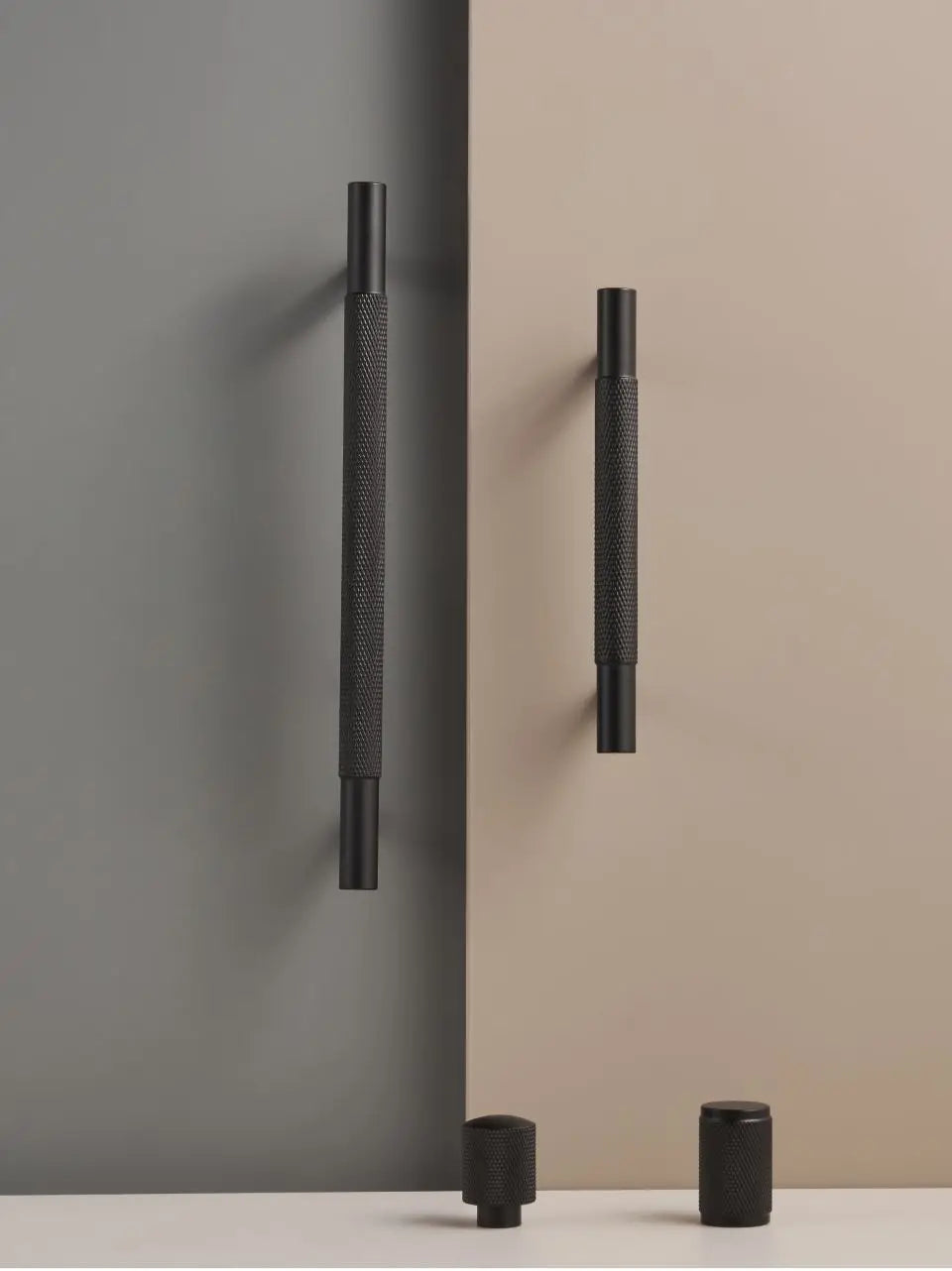 Cross-Knurled Long Brass Cabinet Pull