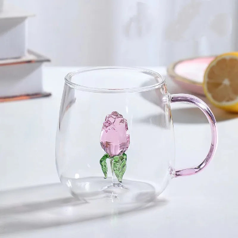Pink Rosebud Glass Tea Set full set view
