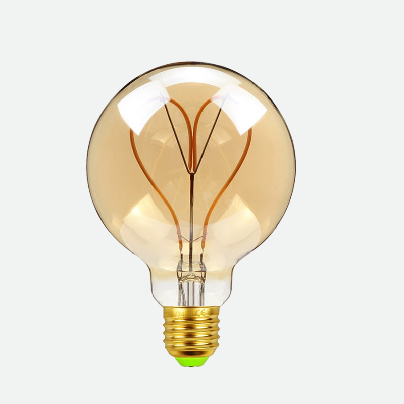 Amber Glass LED Edison Bulb shape variety flat lay