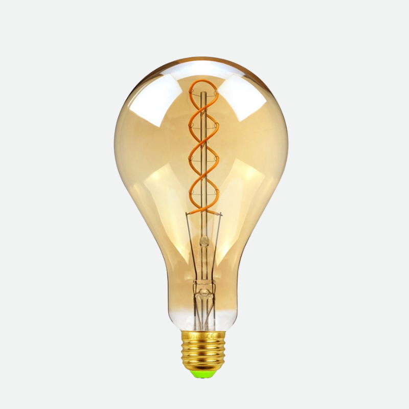 Amber Glass LED Edison Bulb base detail