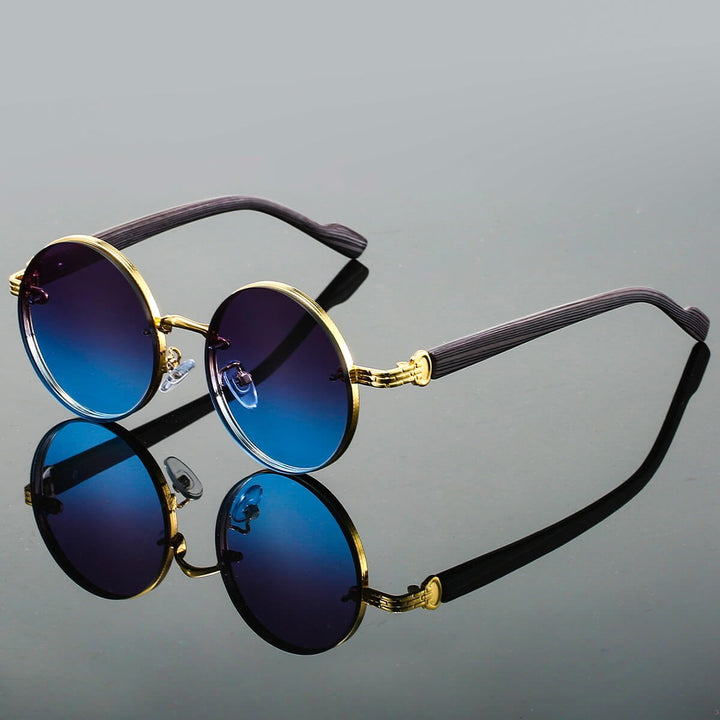 Sapphire Blue Metal Frame Sunglasses front view