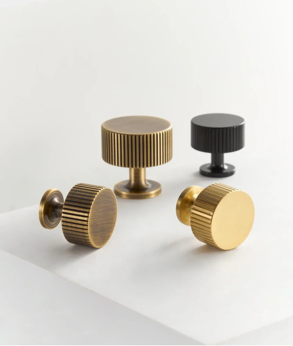 Fluted-Edge Brass Cabinet Knob finish comparison