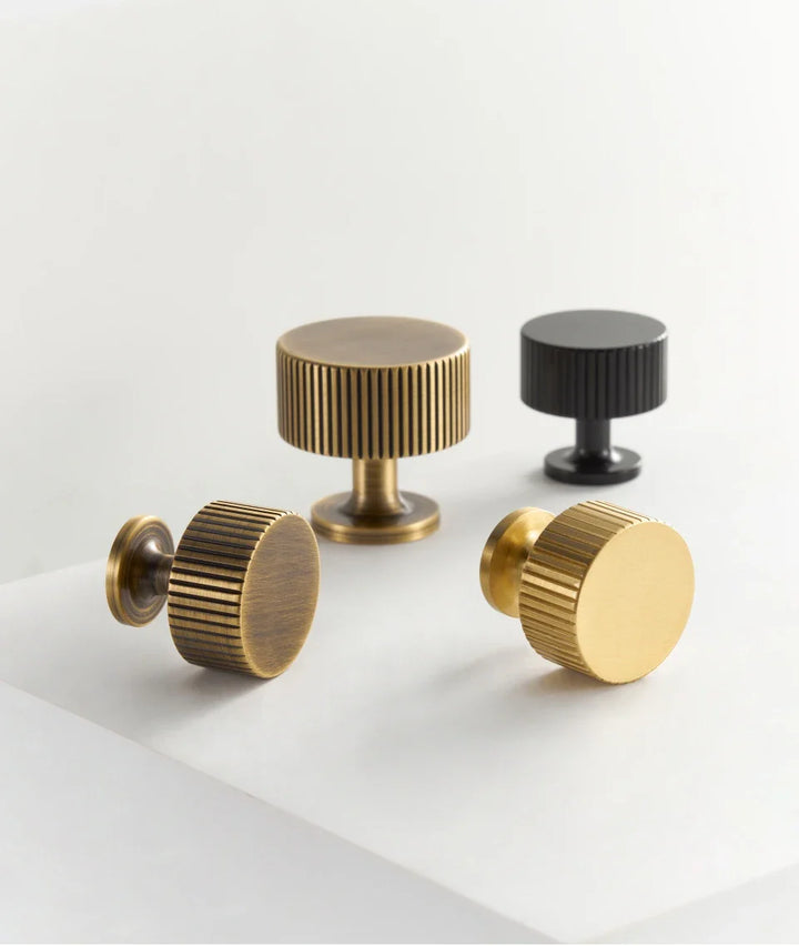 Fluted-Edge Brass Cabinet Knob finish comparison