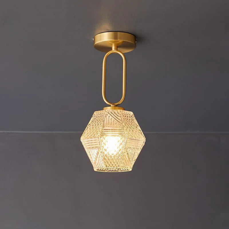 Brass Art Deco Flush Mount Ceiling Light 0