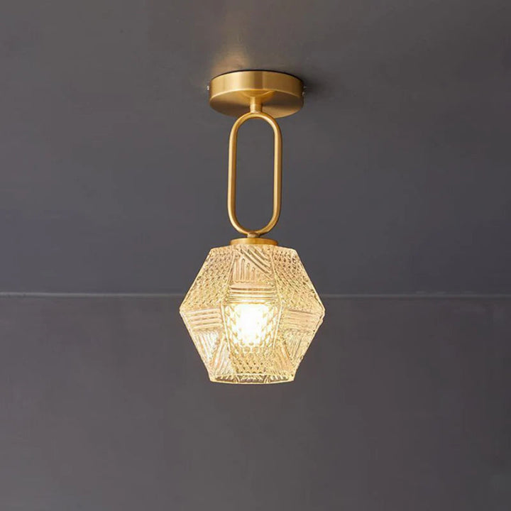 Brass Art Deco Flush Mount Ceiling Light 0