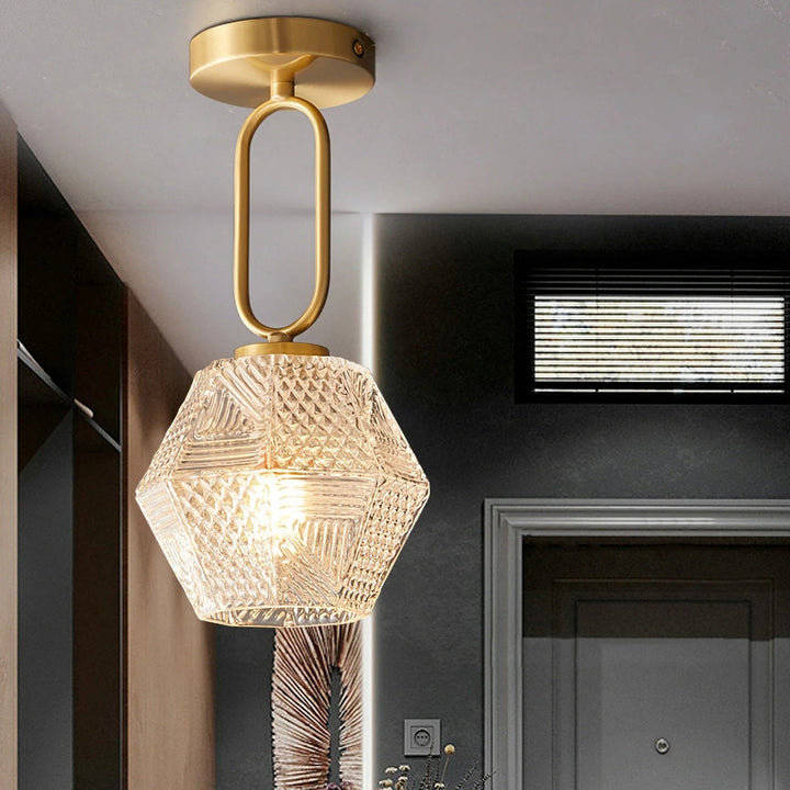 Brass Art Deco Flush Mount Ceiling Light 2
