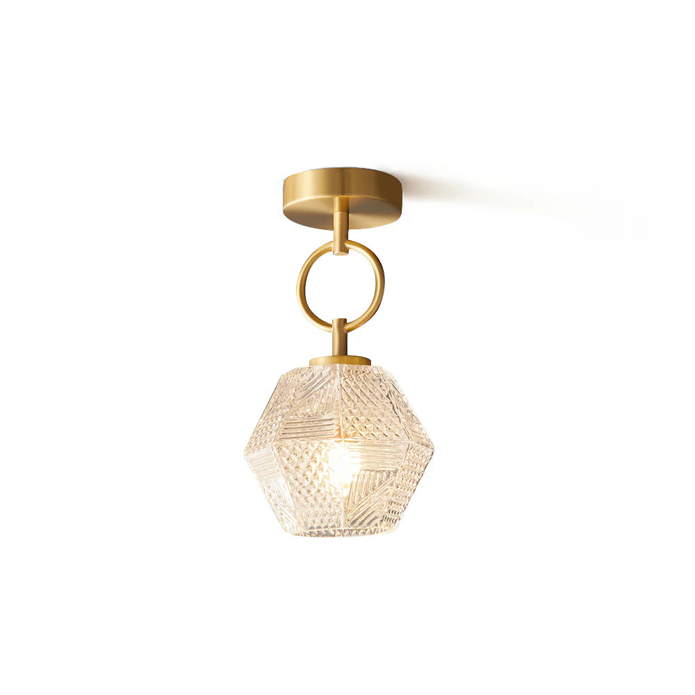 Brass Art Deco Flush Mount Ceiling Light 3
