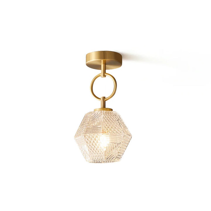 Brass Art Deco Flush Mount Ceiling Light 3