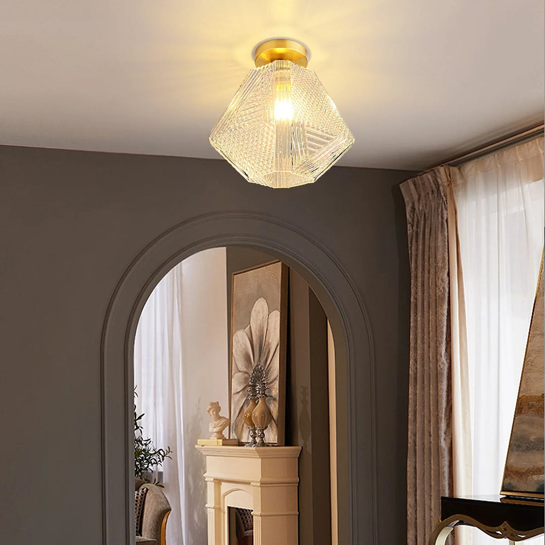 Brass Art Deco Flush Mount Ceiling Light 4