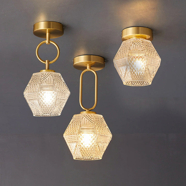 Brass Art Deco Flush Mount Ceiling Light 5