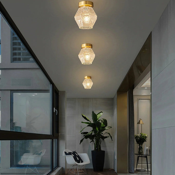 Brass Art Deco Flush Mount Ceiling Light 7