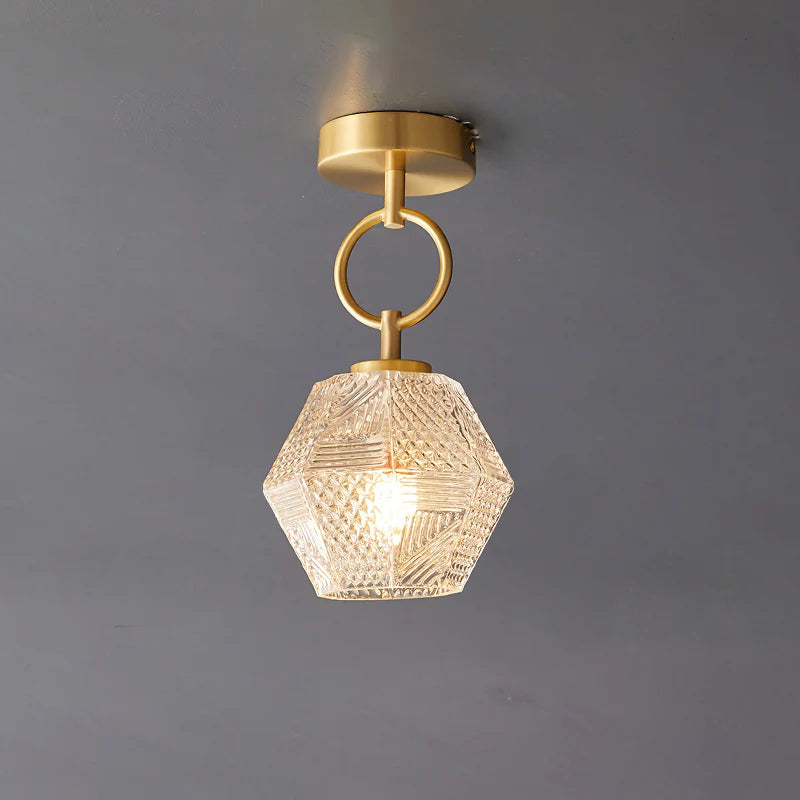 Brass Art Deco Flush Mount Ceiling Light 8