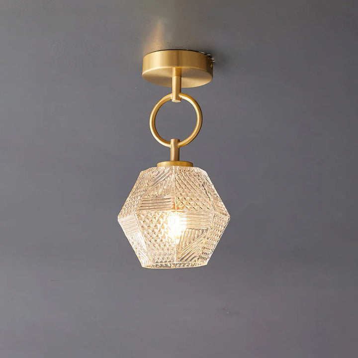 Brass Art Deco Flush Mount Ceiling Light 8