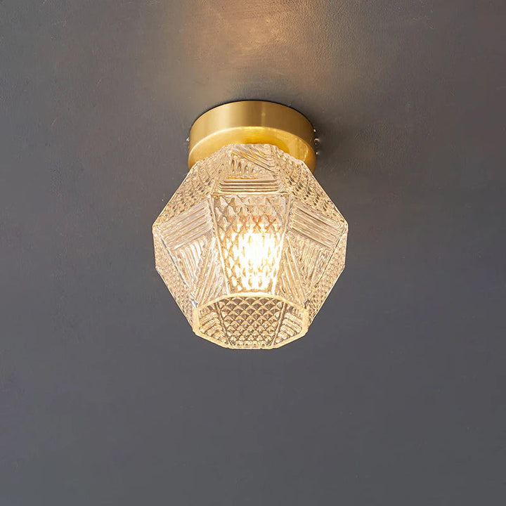 Brass Art Deco Flush Mount Ceiling Light 9