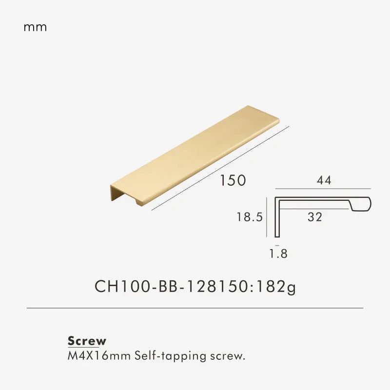 Brass Edge Cabinet Pull 150mm