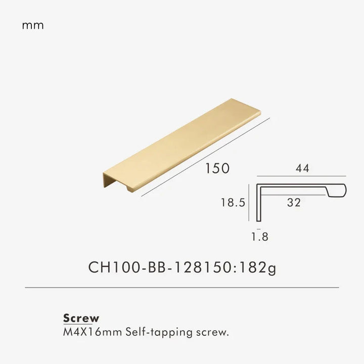 Brass Edge Cabinet Pull 150mm