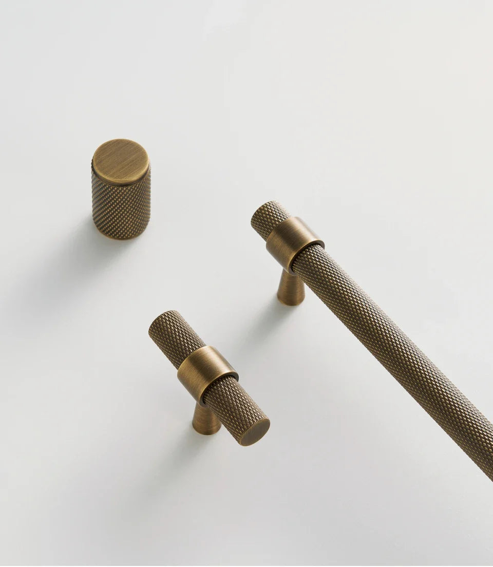 Antique Brass Knurled Cabinet Pull