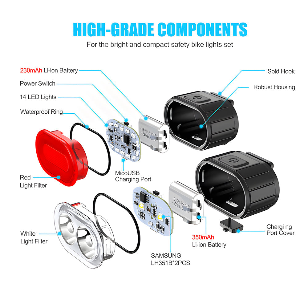 Bright Waterproof Bike Lights 2