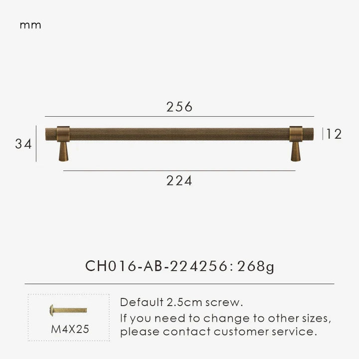 Antique Brass Knurled Cabinet Pull 10.07 inch