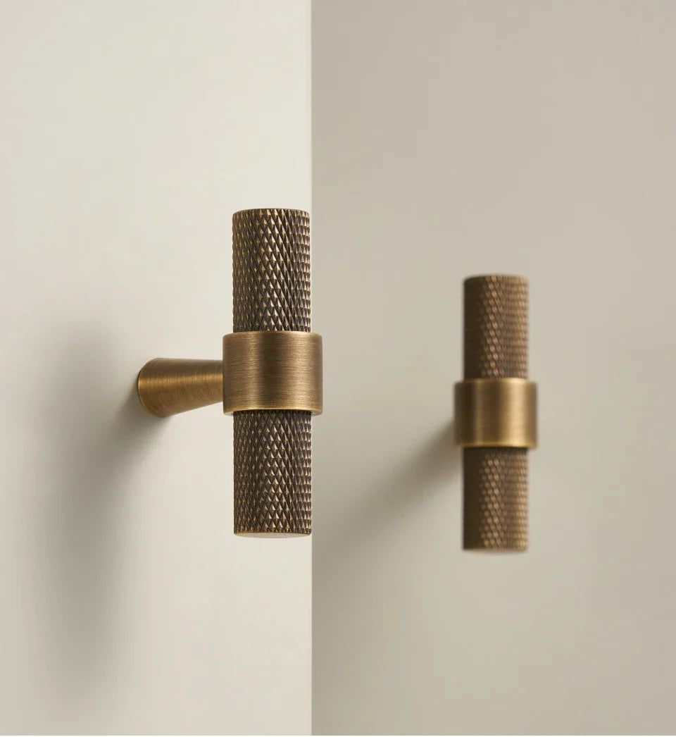 Antique Brass Knurled Cabinet Pull
