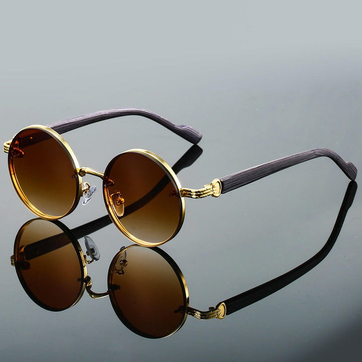 Cognac Brown Metal Frame Sunglasses front view