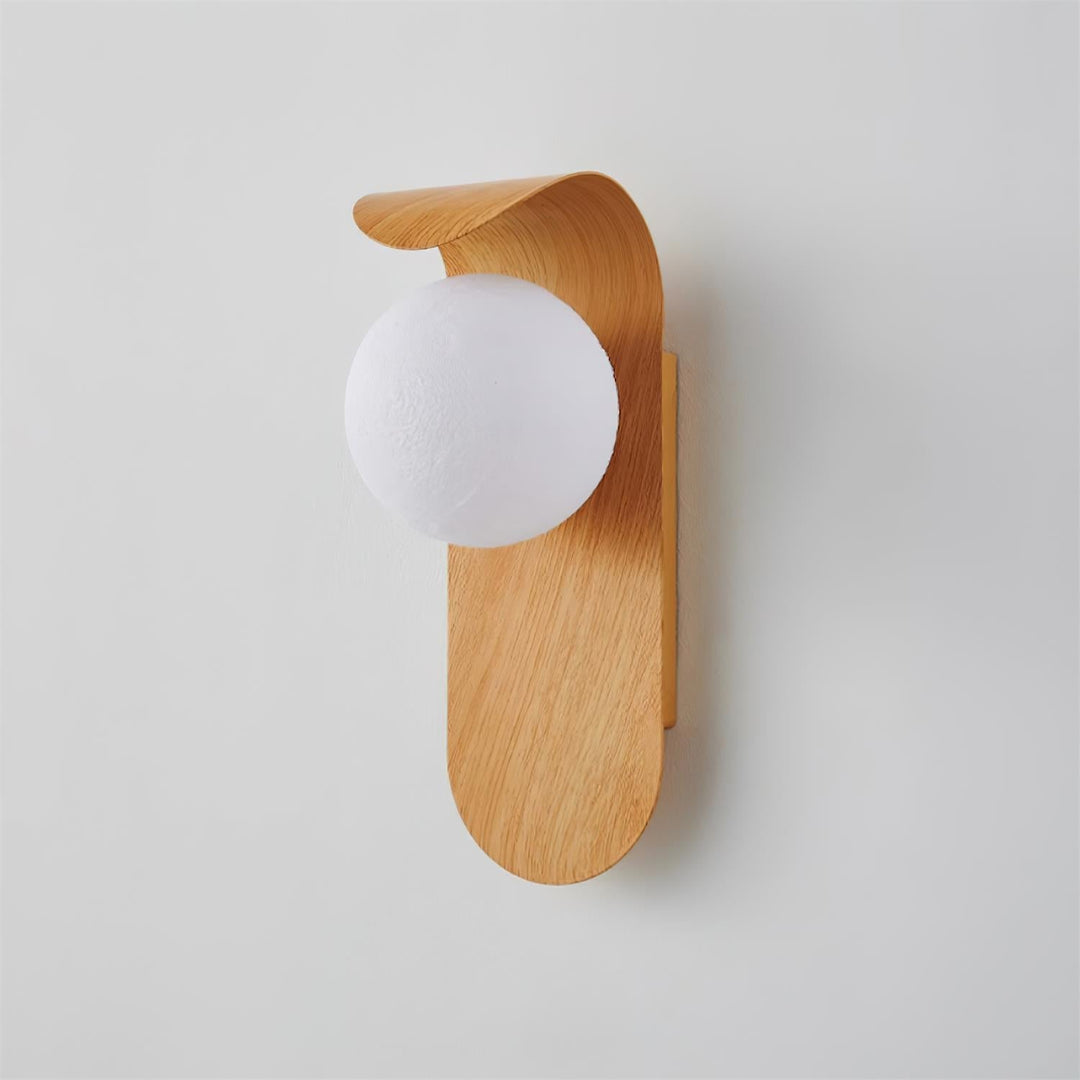Faux-Wood Curved Arm Sconce