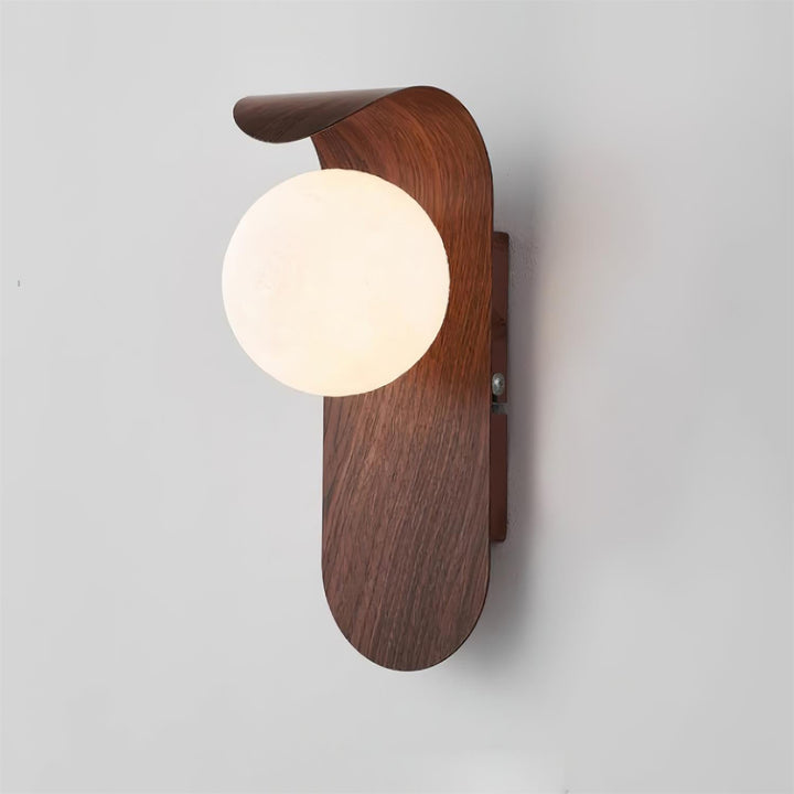 Faux-Wood Curved Arm Sconce